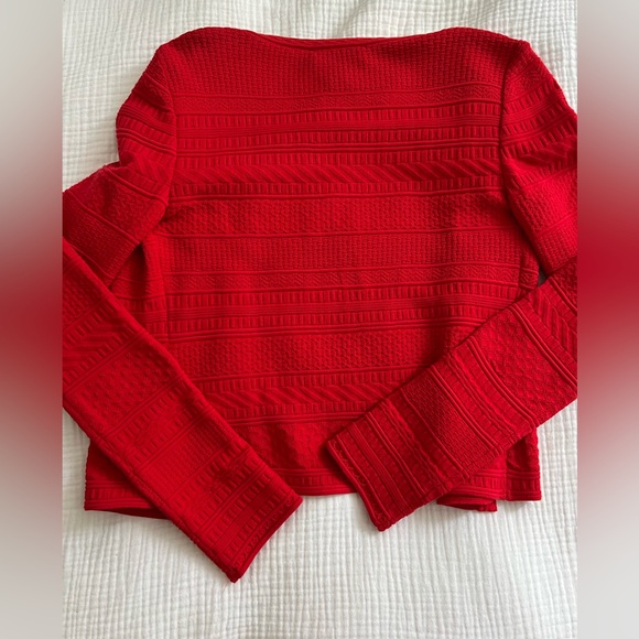 NWT St. John Granita Red Jacquard Knit Hook Blazer Jacket Cardigan 0 $995 - Picture 3 of 5